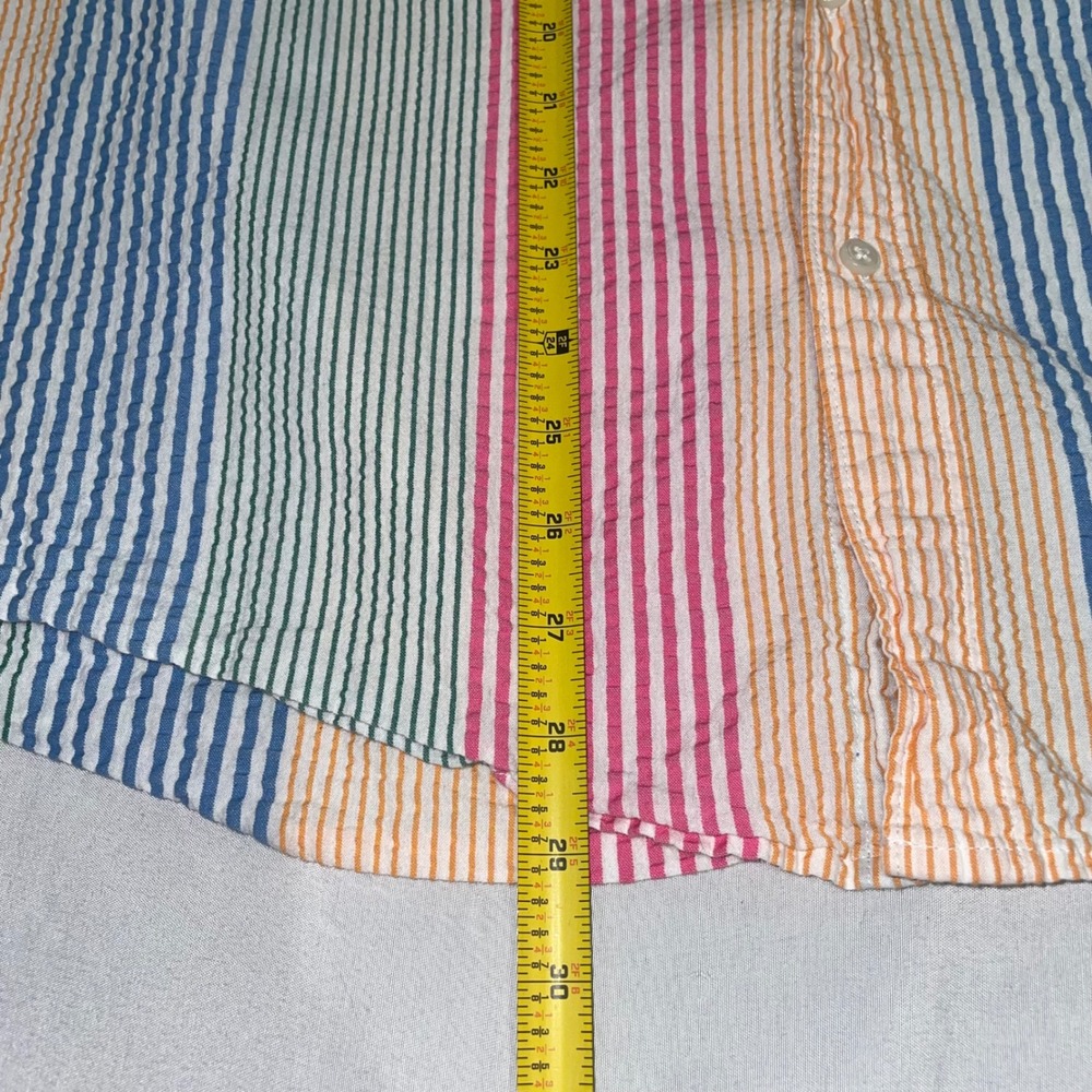 J. Crew Mens Slim Fit Seersucker Organic Cotton Striped Button Down Shirt Large - Picture 6 of 7